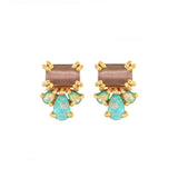 Cats Eye Moonstone & Opal Empress Studs