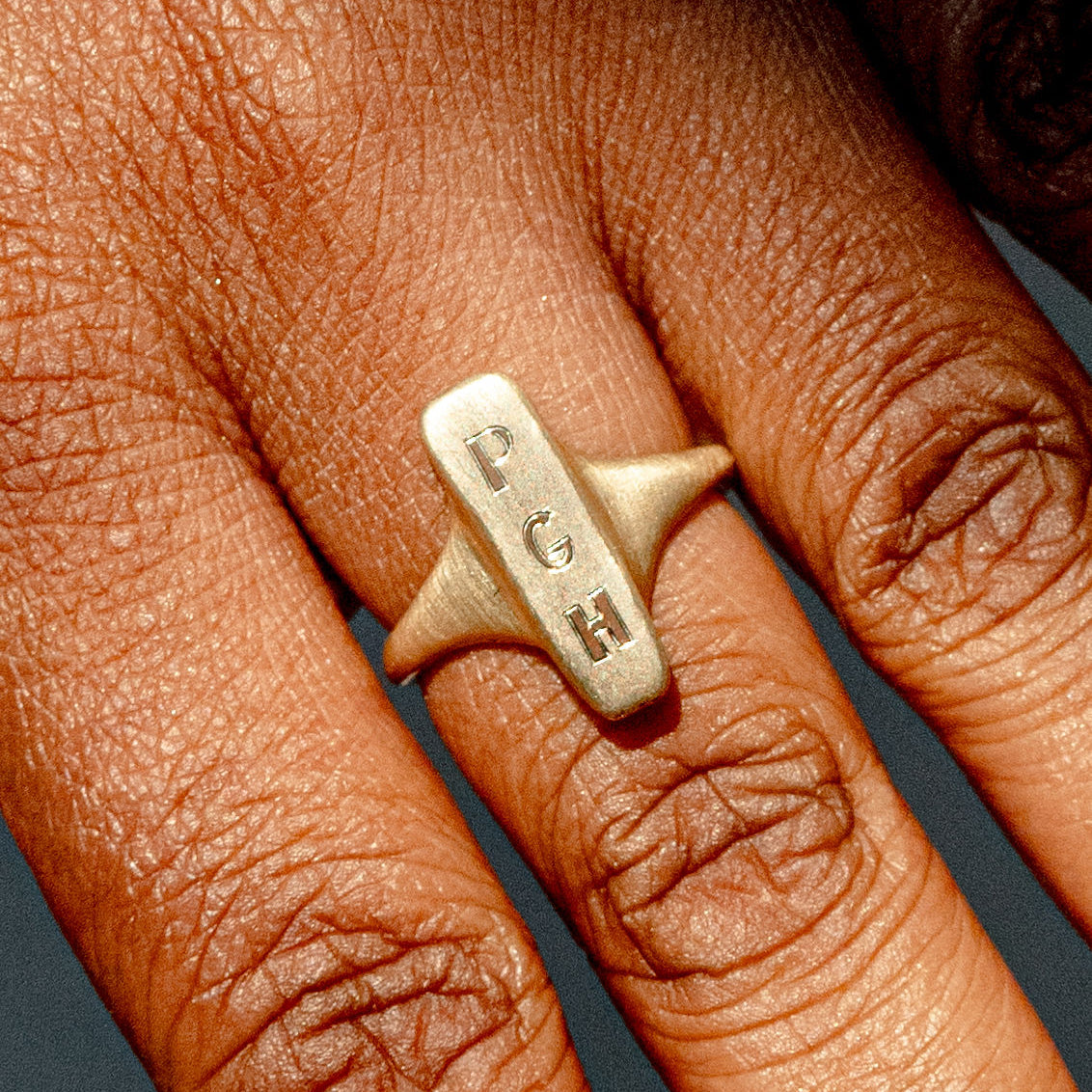 Engravable Trillion Signet Ring
