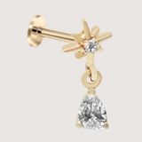 Asteria Greek Star Dangle Diamond Earring