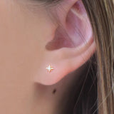La Kaiser: 14kt Gold Mini Diamond Star Studs